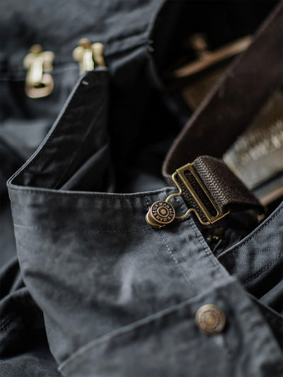 Canvas Dungarees with Button Placket for Men