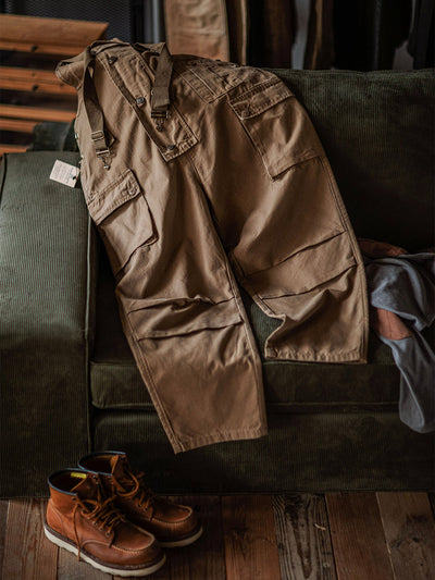 Canvas Dungarees with Button Placket for Men