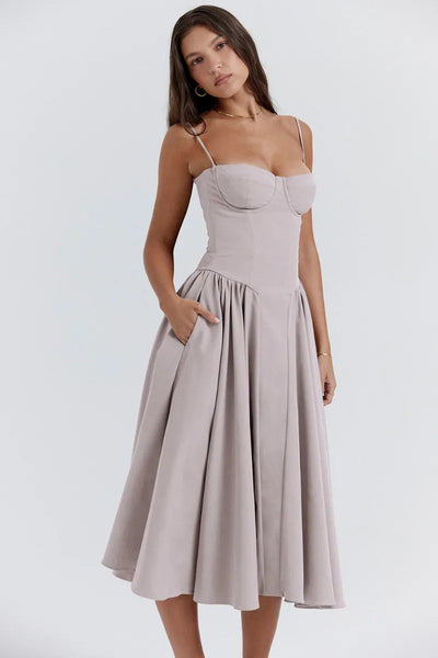 Helena™ | Sleeveless Corset Midi Dress