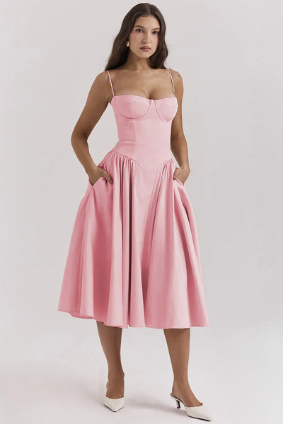 Helena™ | Sleeveless Corset Midi Dress