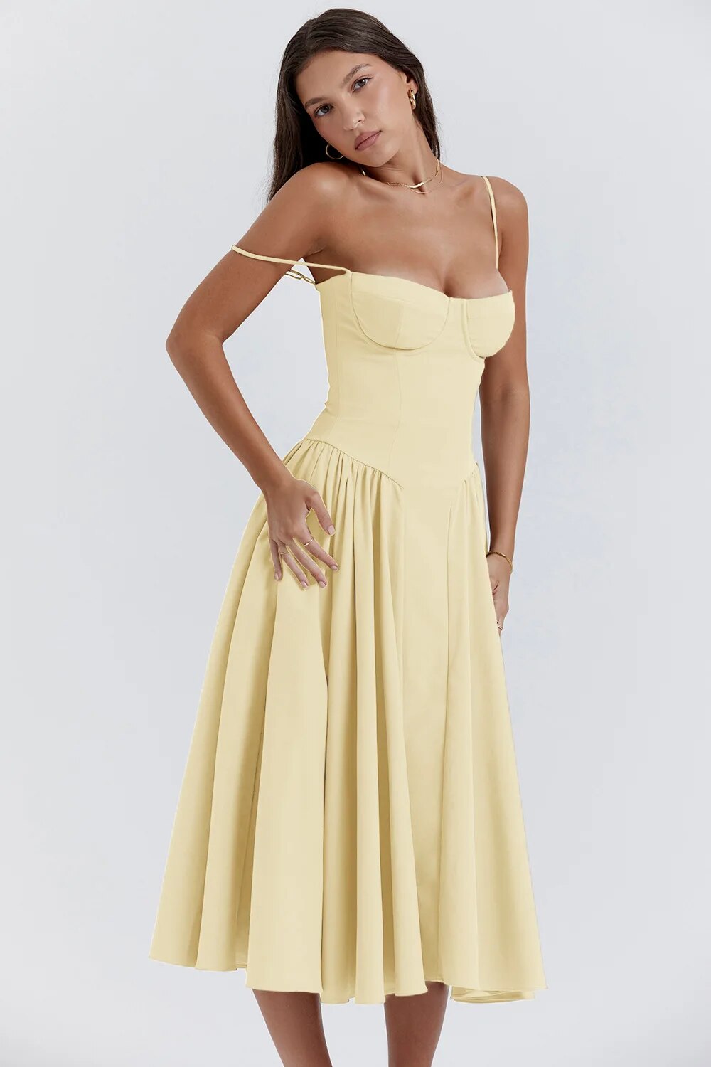 Helena™ | Sleeveless Corset Midi Dress
