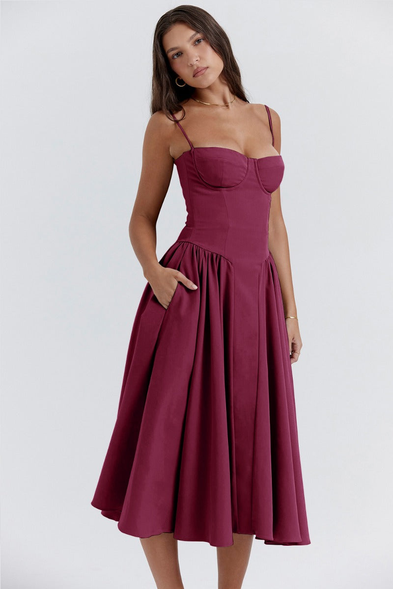 Helena™ | Sleeveless Corset Midi Dress