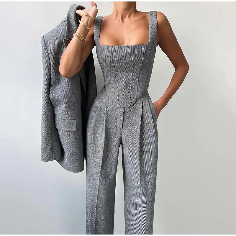 Élodie-Lys™ | 3-Piece Set (Corset, Blazer & Trousers)