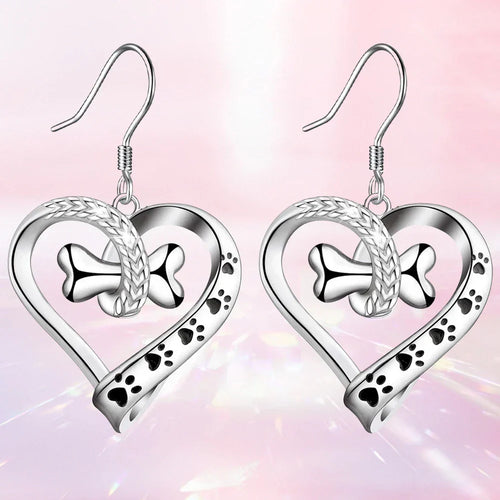 2-Piece Jewelry Set with Paw, Heart & Bone Charms