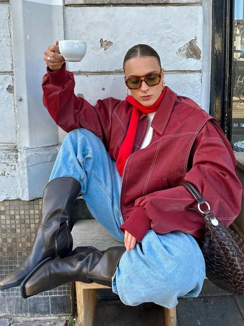 Fay™ | Stylish Leather Bomber Jacket