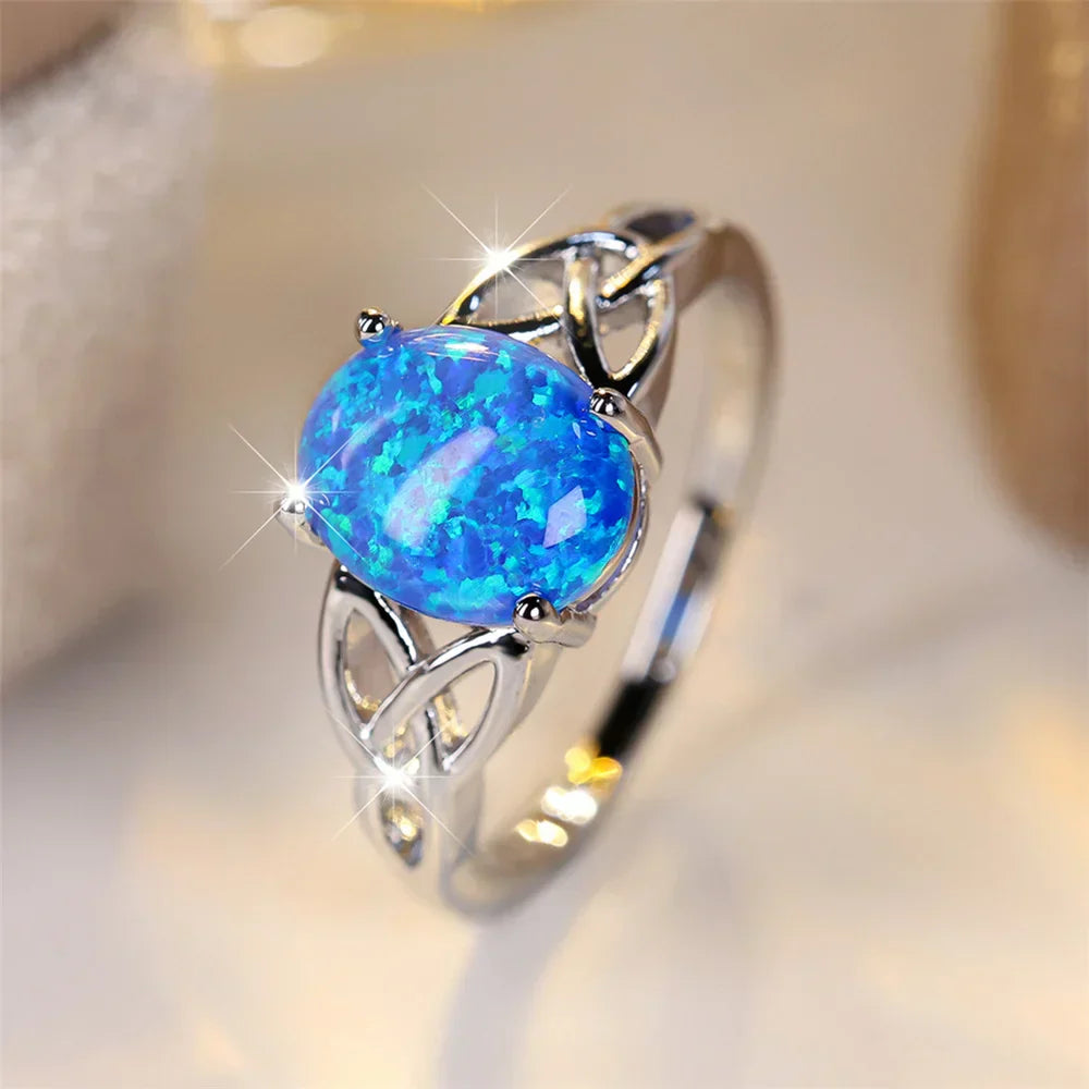 Blue Opal Vintage Silver Ring