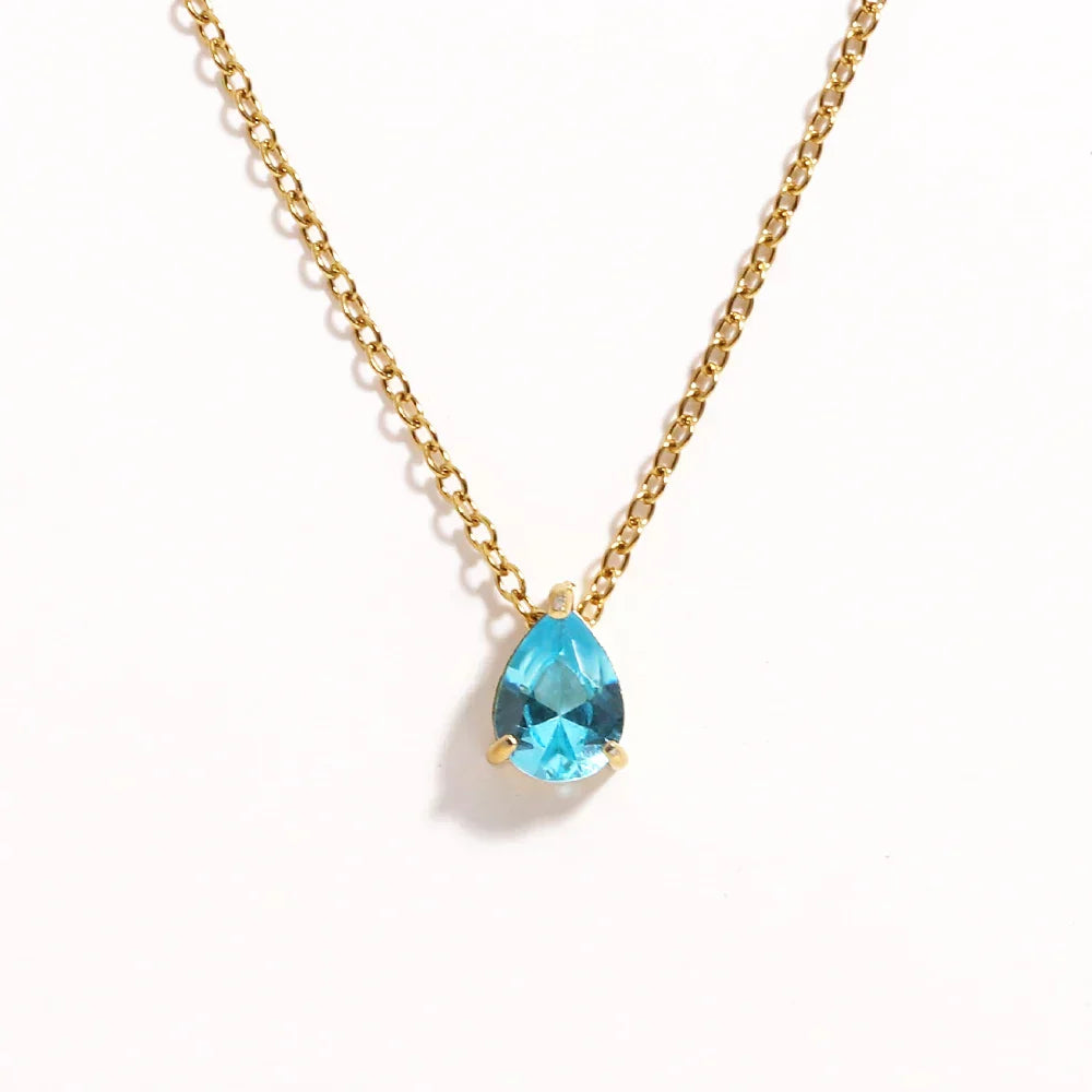 Crystal Teardrop Birthstone Necklace