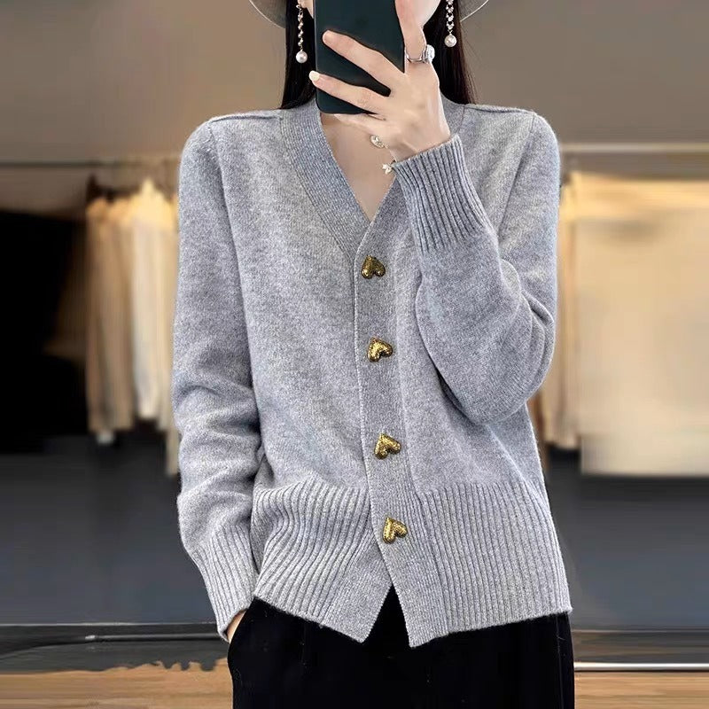 Bodil | Scandinavian V-Neck Jacquard Cardigan