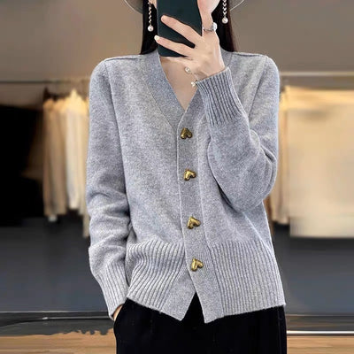 Bodil | Scandinavian V-Neck Jacquard Cardigan