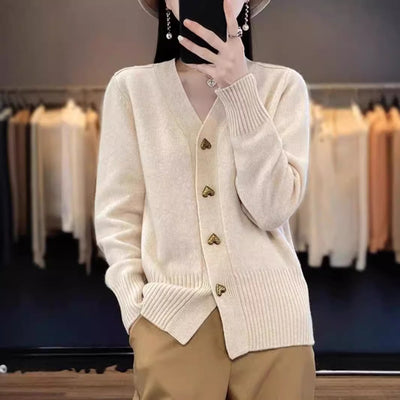 Bodil | Scandinavian V-Neck Jacquard Cardigan