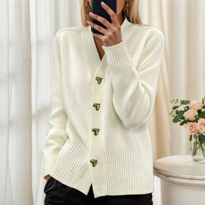 Bodil | Scandinavian V-Neck Jacquard Cardigan