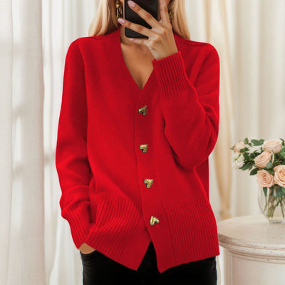 Bodil | Scandinavian V-Neck Jacquard Cardigan