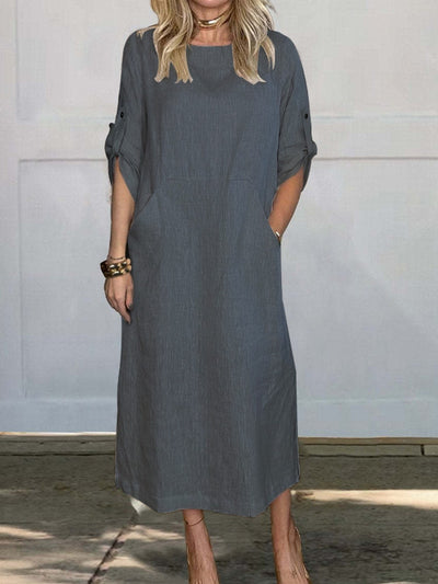Eva’s Cozy High-Neck Dress
