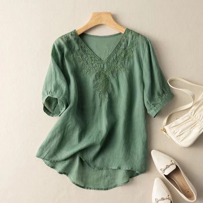 Ilona™ | Embroidered V-Neck Top