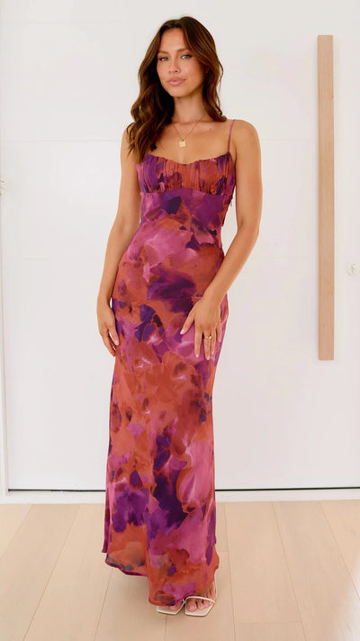 Coline™ | Printed Halter Dress with Open Back