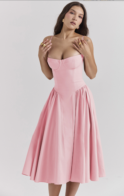 Helena™ | Sleeveless Corset Midi Dress