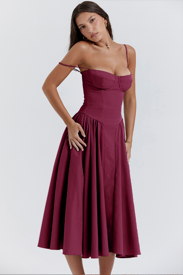 Helena™ | Sleeveless Corset Midi Dress