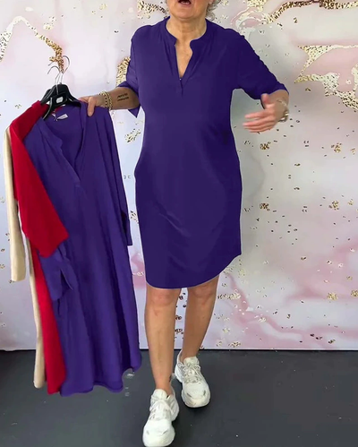 Ann™ | Plain V-Neck Dress