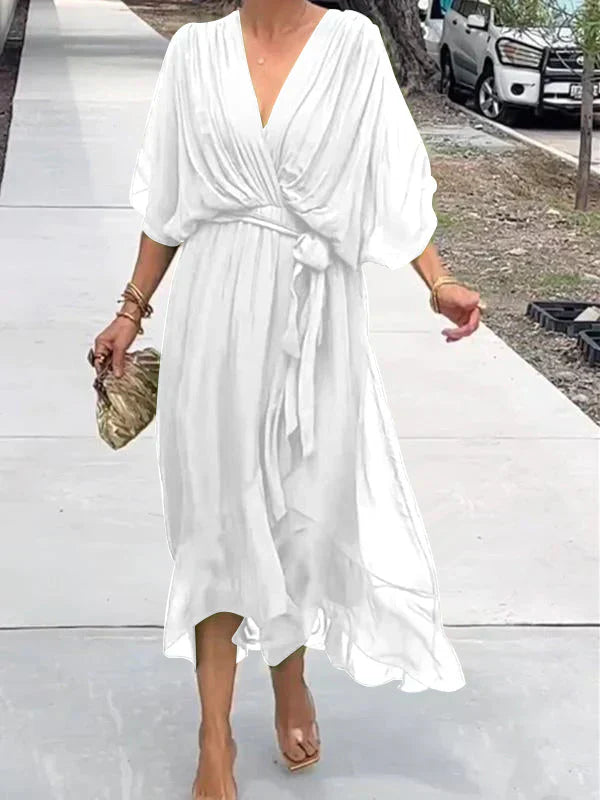 Monica - Silk Chiffon V-Neck Dress