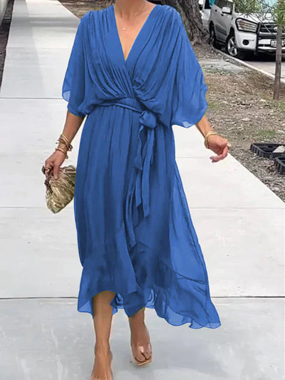 Monica - Silk Chiffon V-Neck Dress