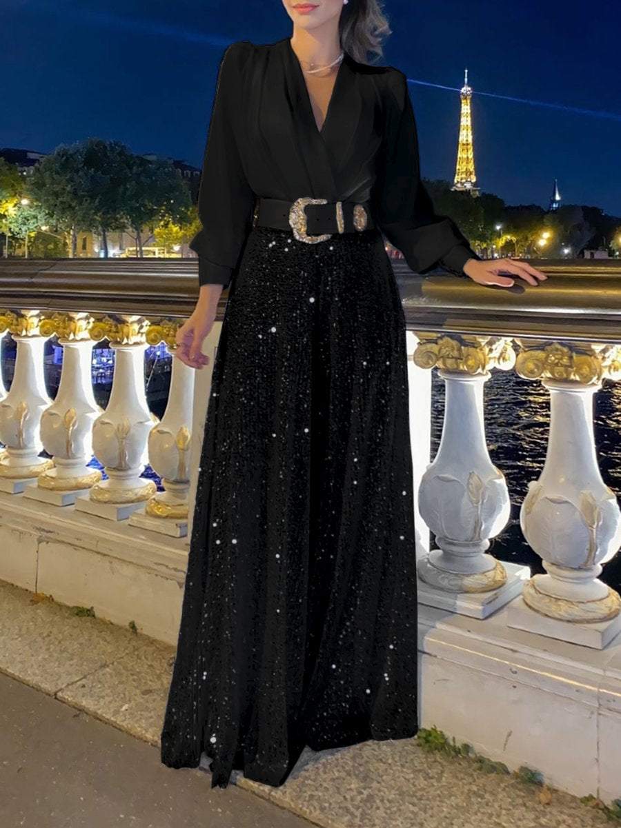 Emma/ V-Neck Sequin Set