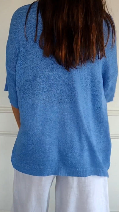 Saya™ | Solid Color Knitted V-Neck Top