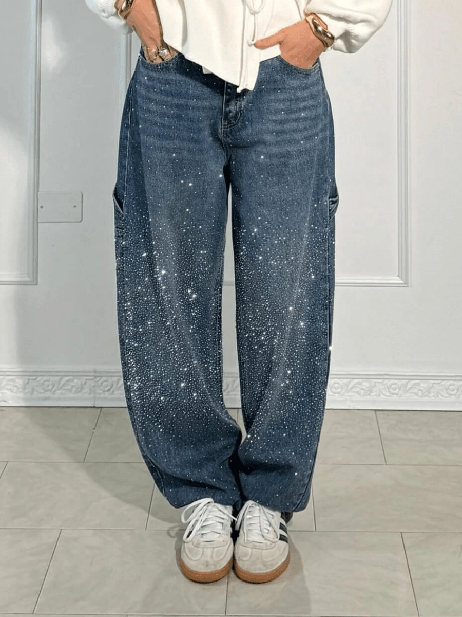Isla™ | Trendy Balloon Carpenter Jeans with Glitters
