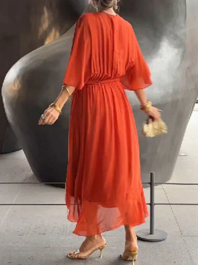 Monica - Silk Chiffon V-Neck Dress
