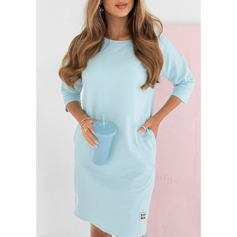 Lieka™ | Round Neck 3/4 Sleeve Dress with Pockets