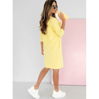 Lieka™ | Round Neck 3/4 Sleeve Dress with Pockets