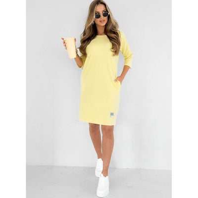 Lieka™ | Round Neck 3/4 Sleeve Dress with Pockets