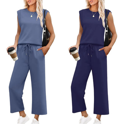 Pury™ | Casual Sleeveless Top & Wide Cropped Pants