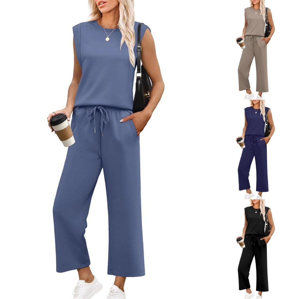 Pury™ | Casual Sleeveless Top & Wide Cropped Pants