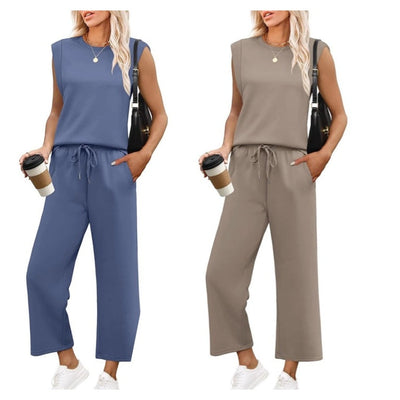 Pury™ | Casual Sleeveless Top & Wide Cropped Pants
