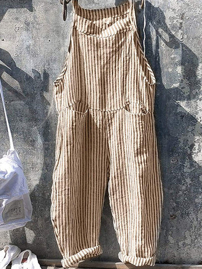 Striped Overall in Linen and Cotton